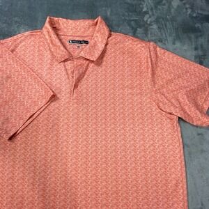 Pebble Beach Performance Polo Shirt Mens 2XL Red Golf Casual Geometric Dry Luxe